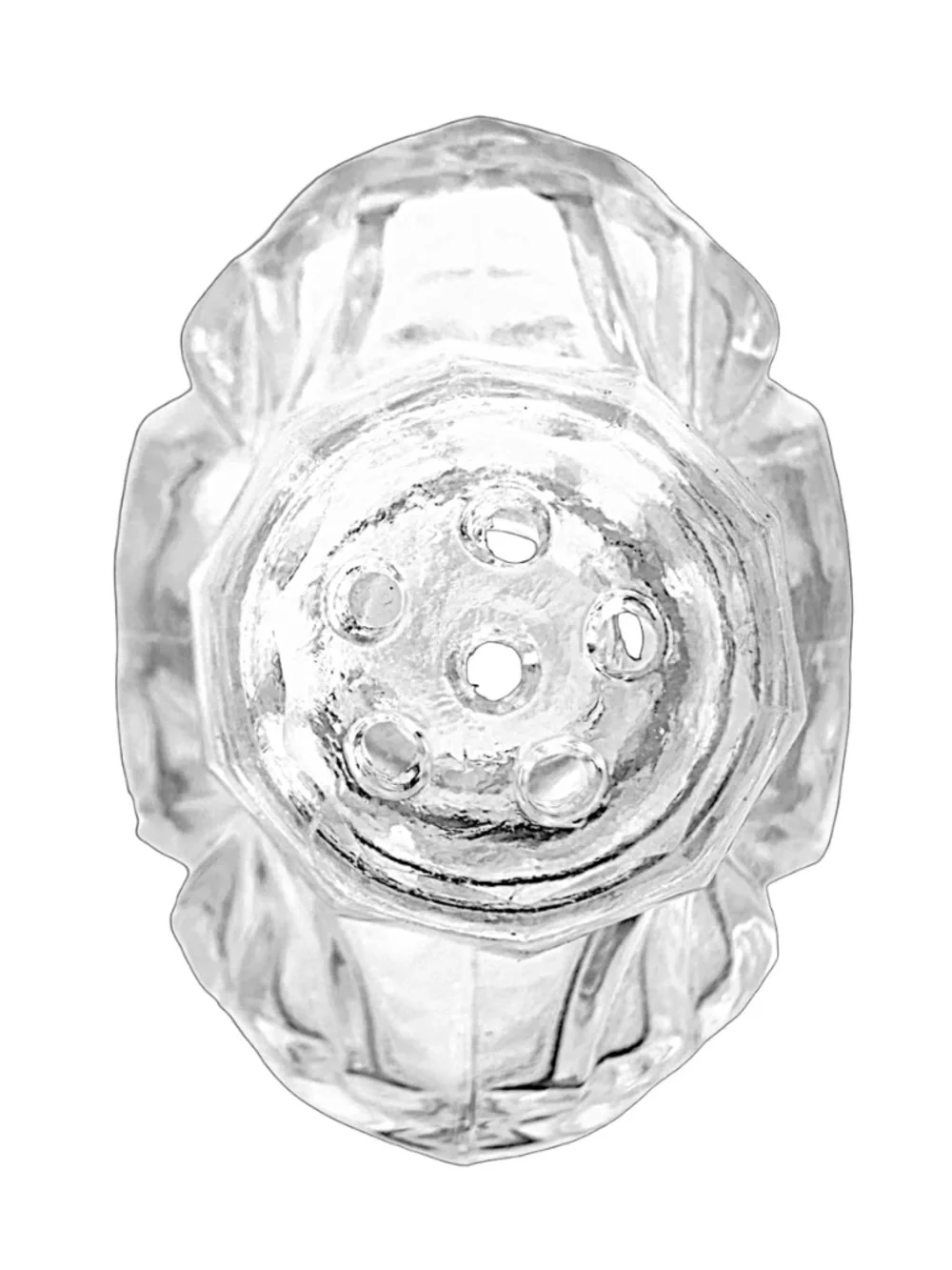 Vintage Bohemian Clear Matte Glass Crystal Cut Salt / Pepper Shaker 5”